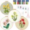4-Set Ribbon Flower Embroidery Kit for Beginners – Stamped Cross Stitch DIY Starter Kit with Floral Patterns, Hoops, Threads, and Colorful Ribbon Flowers